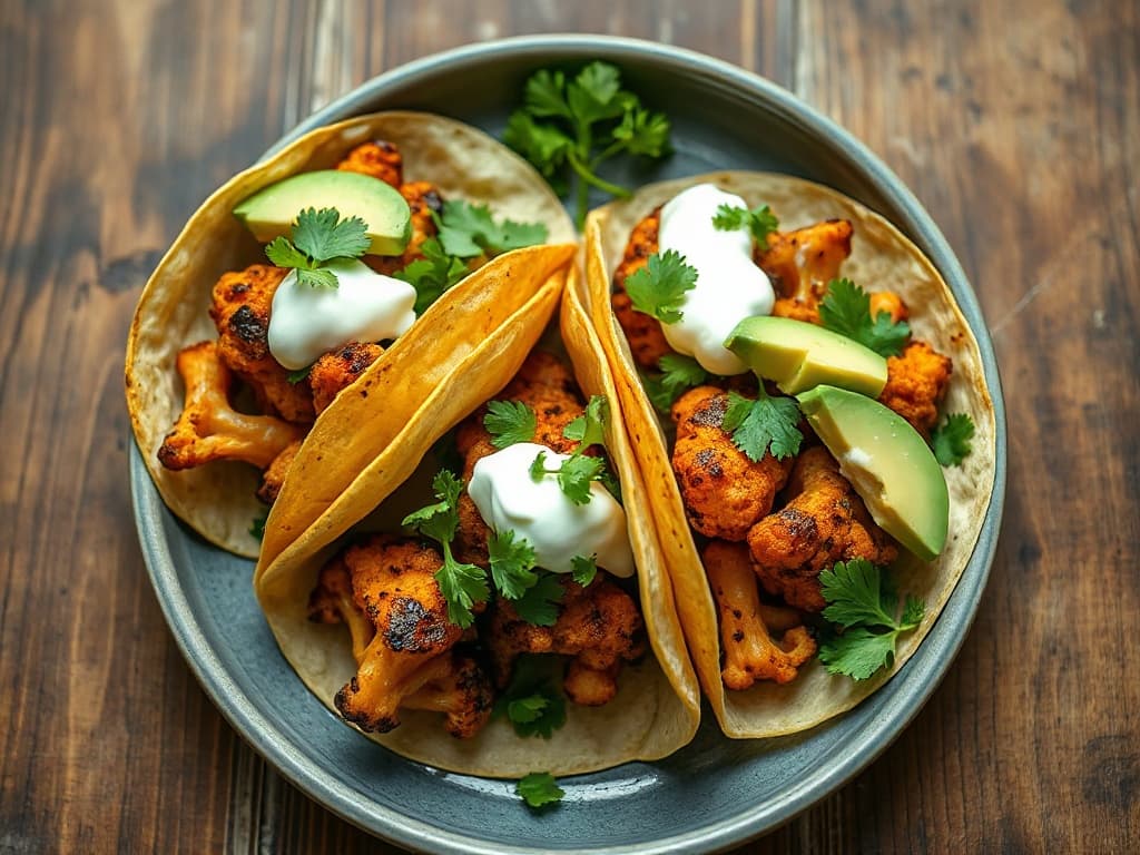 Smoky Chipotle Cauliflower Tacos with Avocado Crema