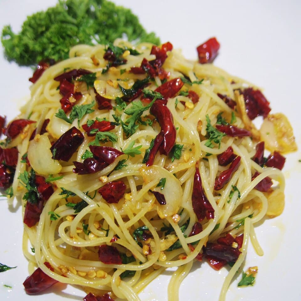Spaghetti Aglio e Olio with Shrimp